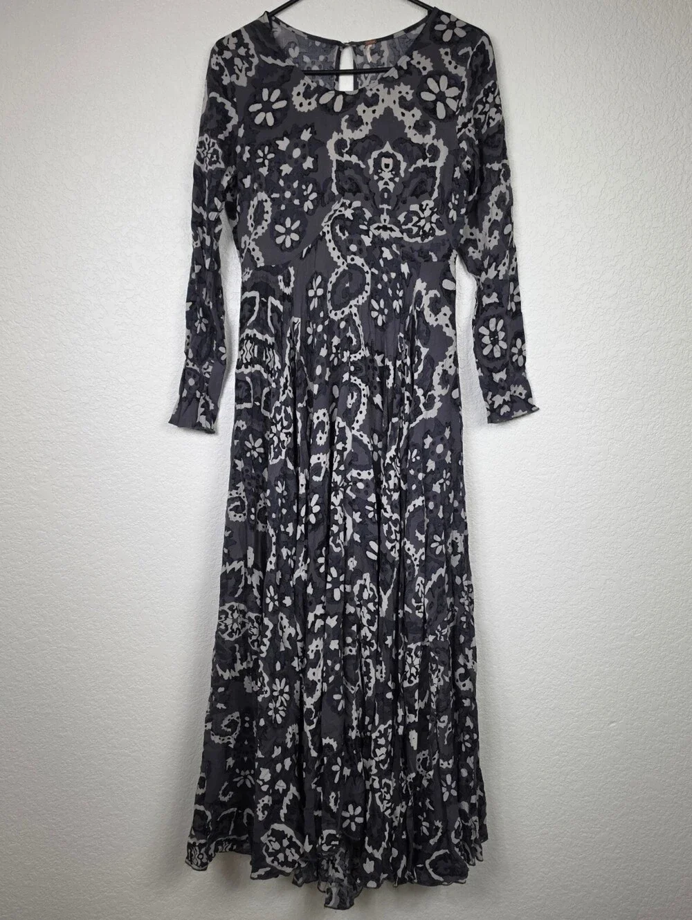 Free People Long Sleeve Whimsigoth Damask Brocade Dress